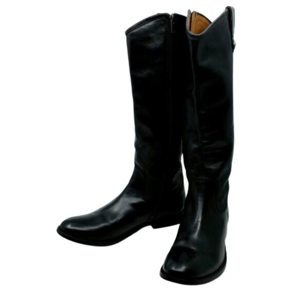 FRYE~Melissa Button Riding Boots~WOMENS BLACK LEATHER  Sz 9.5 - Picture 1 of 6